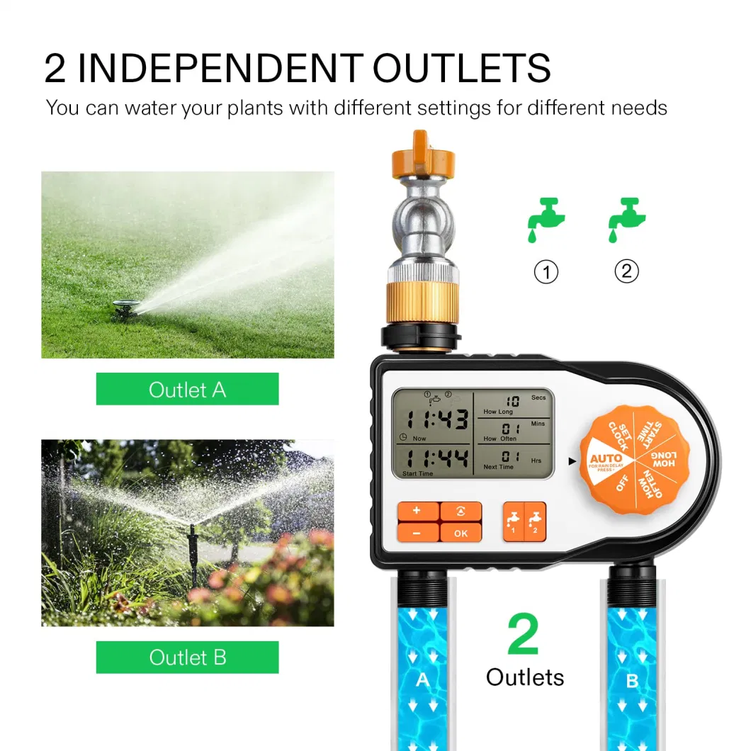 2 Hose Tap Connection Automatic Irrigation System Garden Water Timer